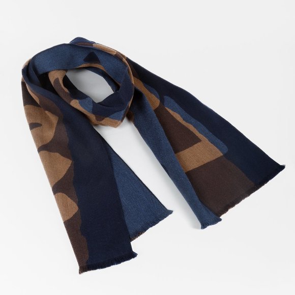 Louis Vuitton Navy Brown Letters Wool Scarf - Picture 1 of 7